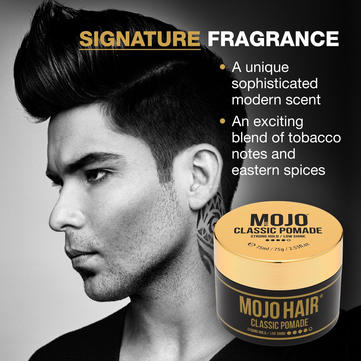 MOJO Classic Hair Styling Pomade - Strong Hold, Low Shine