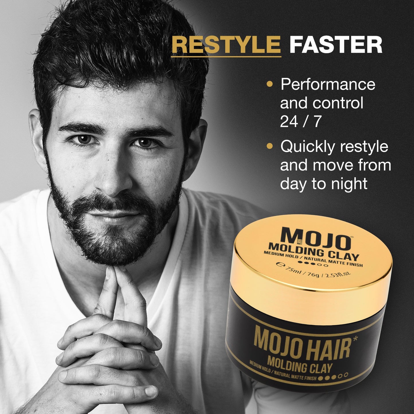 MOJO Molding Hair Styling Clay - Medium Hold, Matte Finish