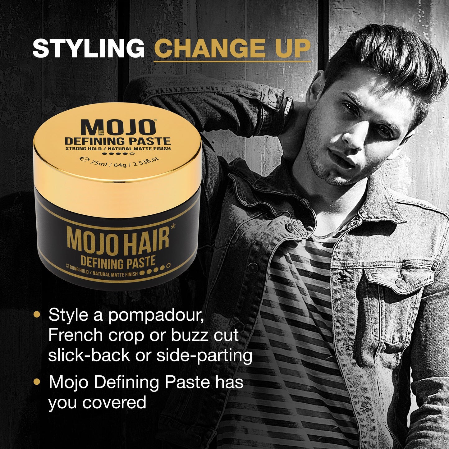 MOJO Defining Hair Styling Paste - Strong Hold, Matte Finish