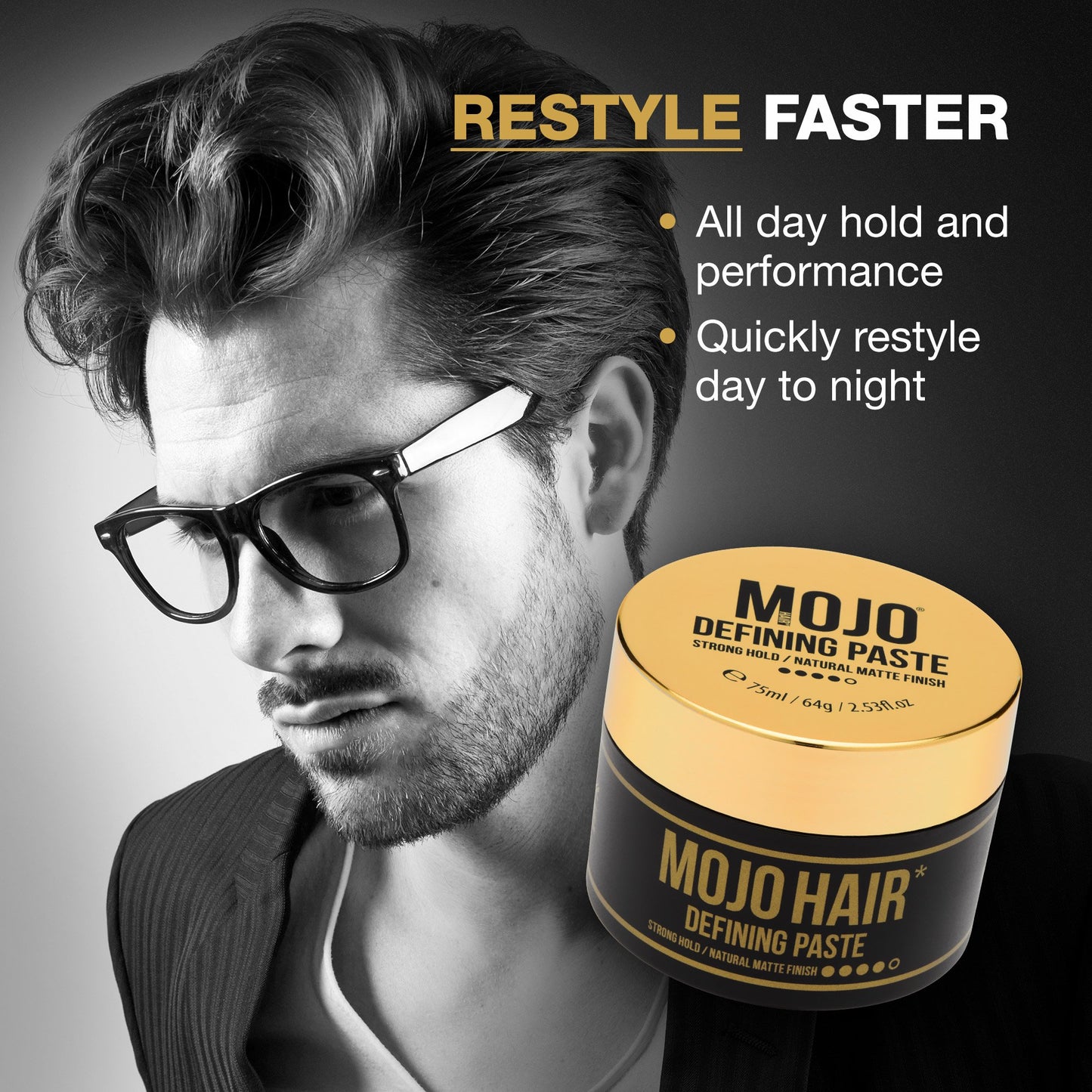 MOJO Defining Hair Styling Paste - Strong Hold, Matte Finish