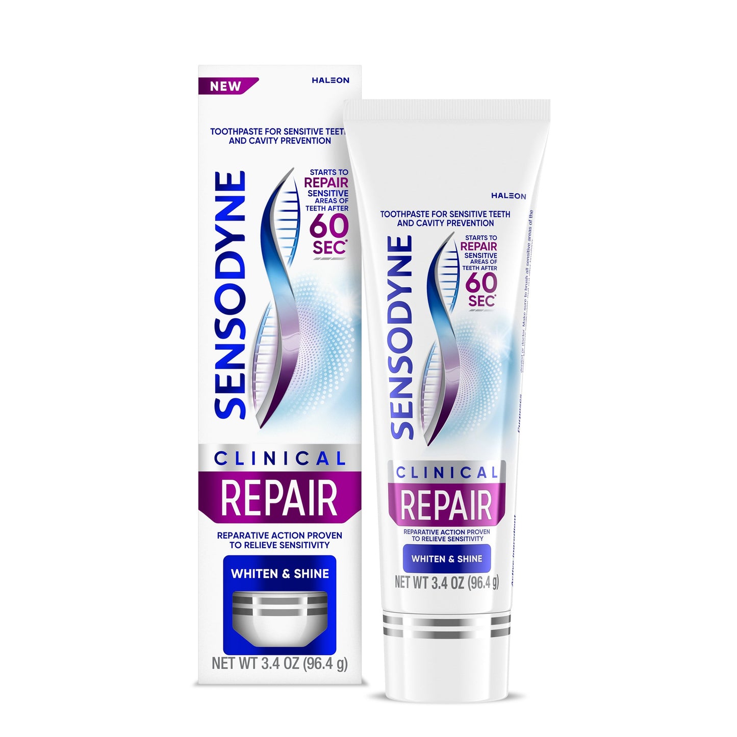 Sensodyne Clinical Repair Whiten & Shine Toothpaste for Sensitivity Relief, 3.4 oz