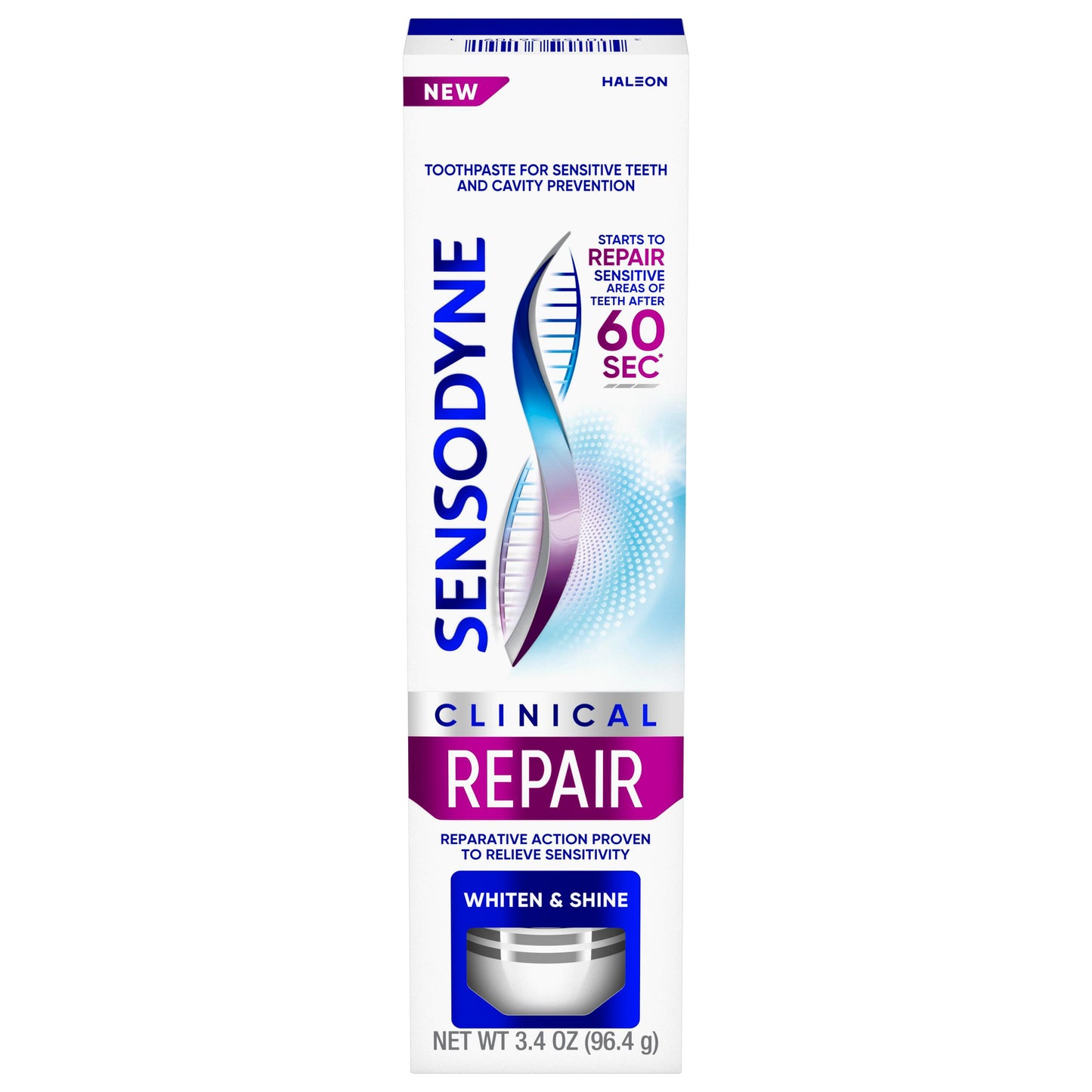 Sensodyne Clinical Repair Whiten & Shine Toothpaste for Sensitivity Relief, 3.4 oz