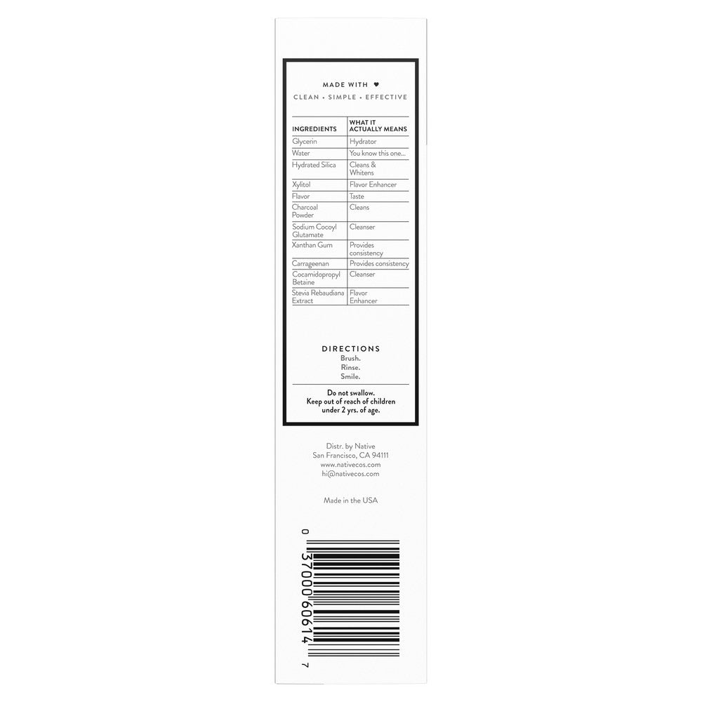 Native Fluoride Free Toothpaste - Charcoal & Mint