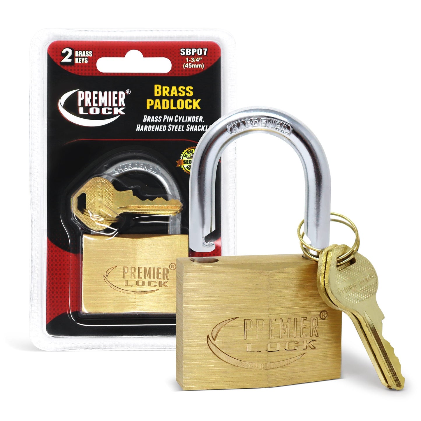 Premier Lock Solid Brass Lock with 2 Keys