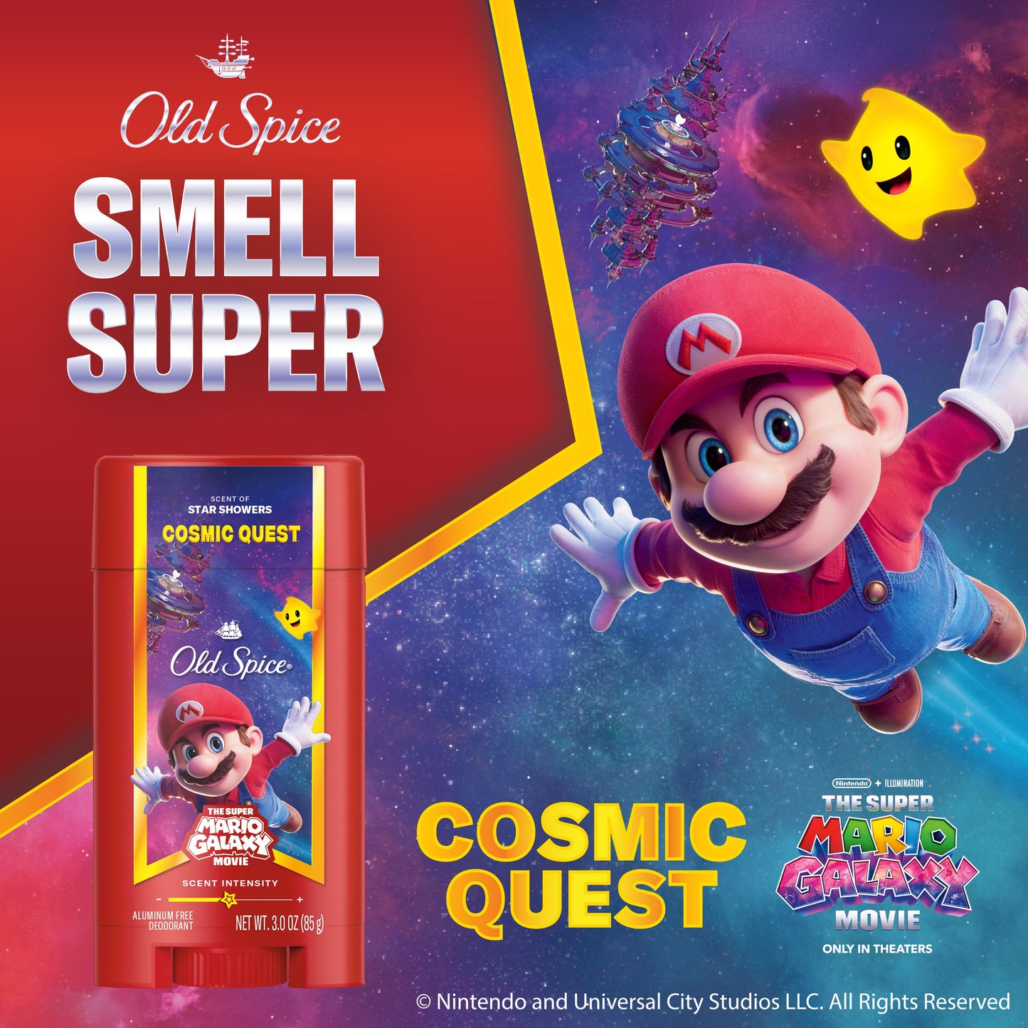 Old Spice Limited Edition Super Mario Galaxy Aluminum Free Deodorant Solid - Cosmic Quest