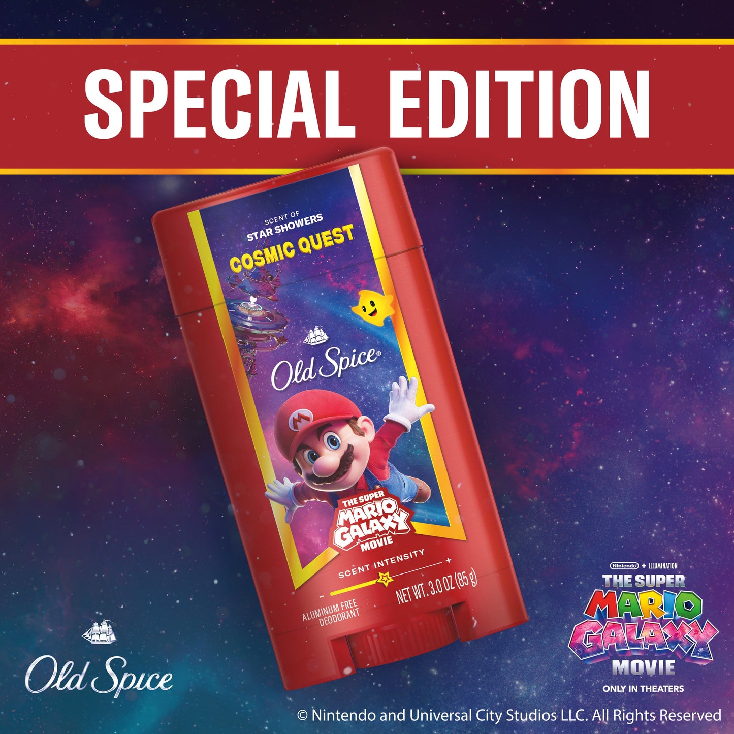 Old Spice Limited Edition Super Mario Galaxy Aluminum Free Deodorant Solid - Cosmic Quest