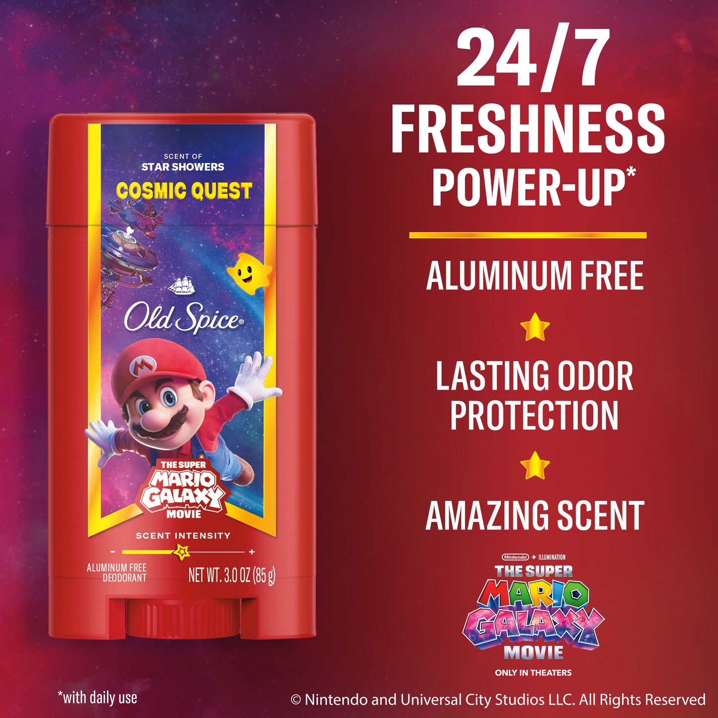 Old Spice Limited Edition Super Mario Galaxy Aluminum Free Deodorant Solid - Cosmic Quest