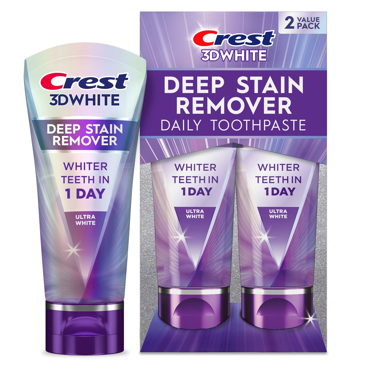 Crest 3D White Deep Stain Remover Toothpaste - Ultra White, 2 pk