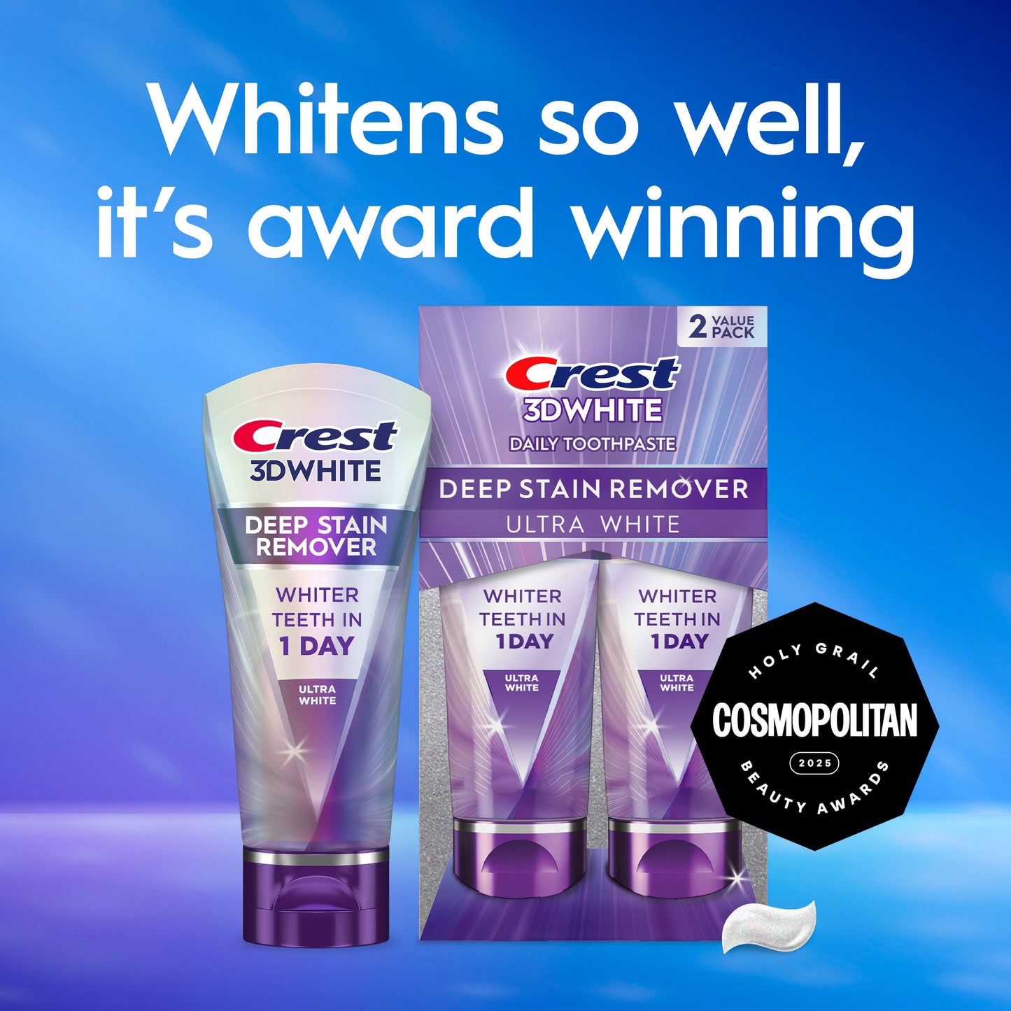 Crest 3D White Deep Stain Remover Toothpaste - Ultra White, 2 pk