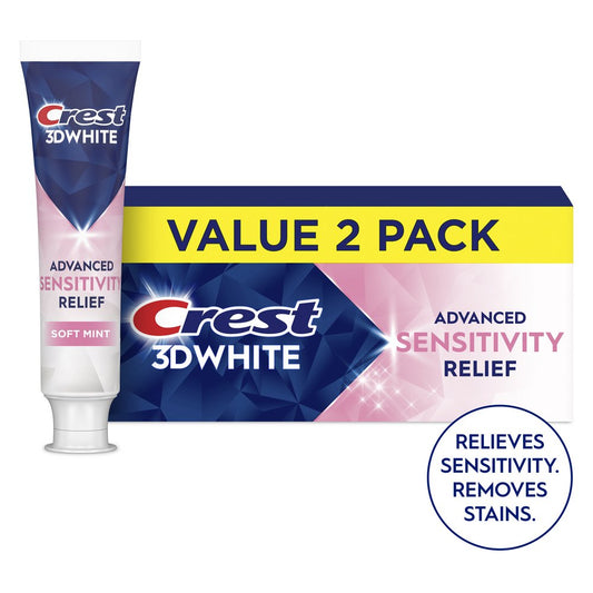 Crest 3D White Advanced Sensitivity Relief Toothpaste - Soft Mint, 2 pk