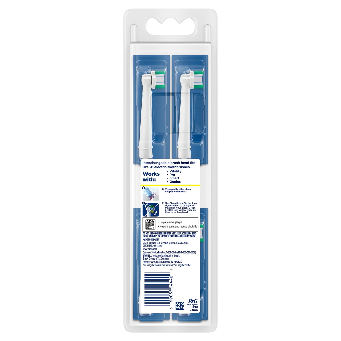 Oral-B PrecisionCleanX X-Filament Replacement Brush Heads, 4 Count