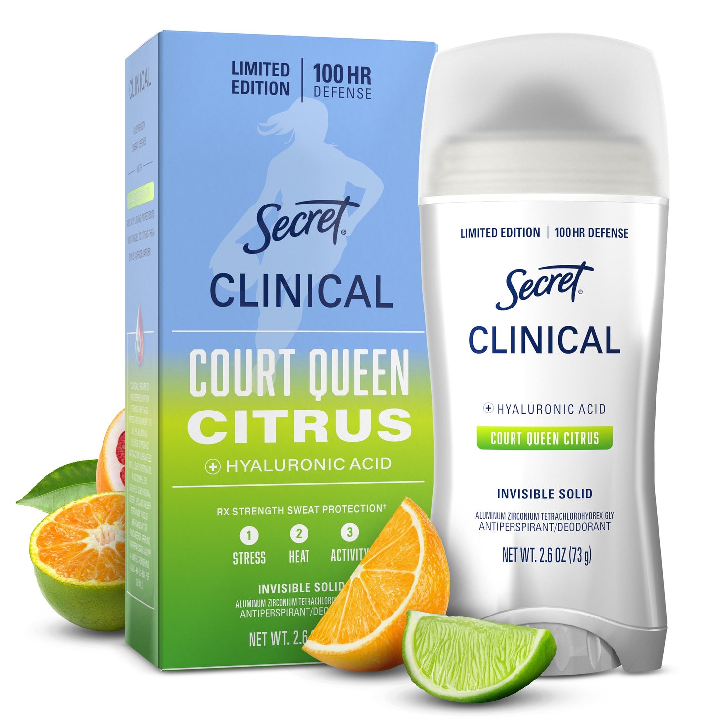 Secret Limited Edition 100 Hr Invisible Solid Antiperspirant Deodorant - Court Queen Citrus