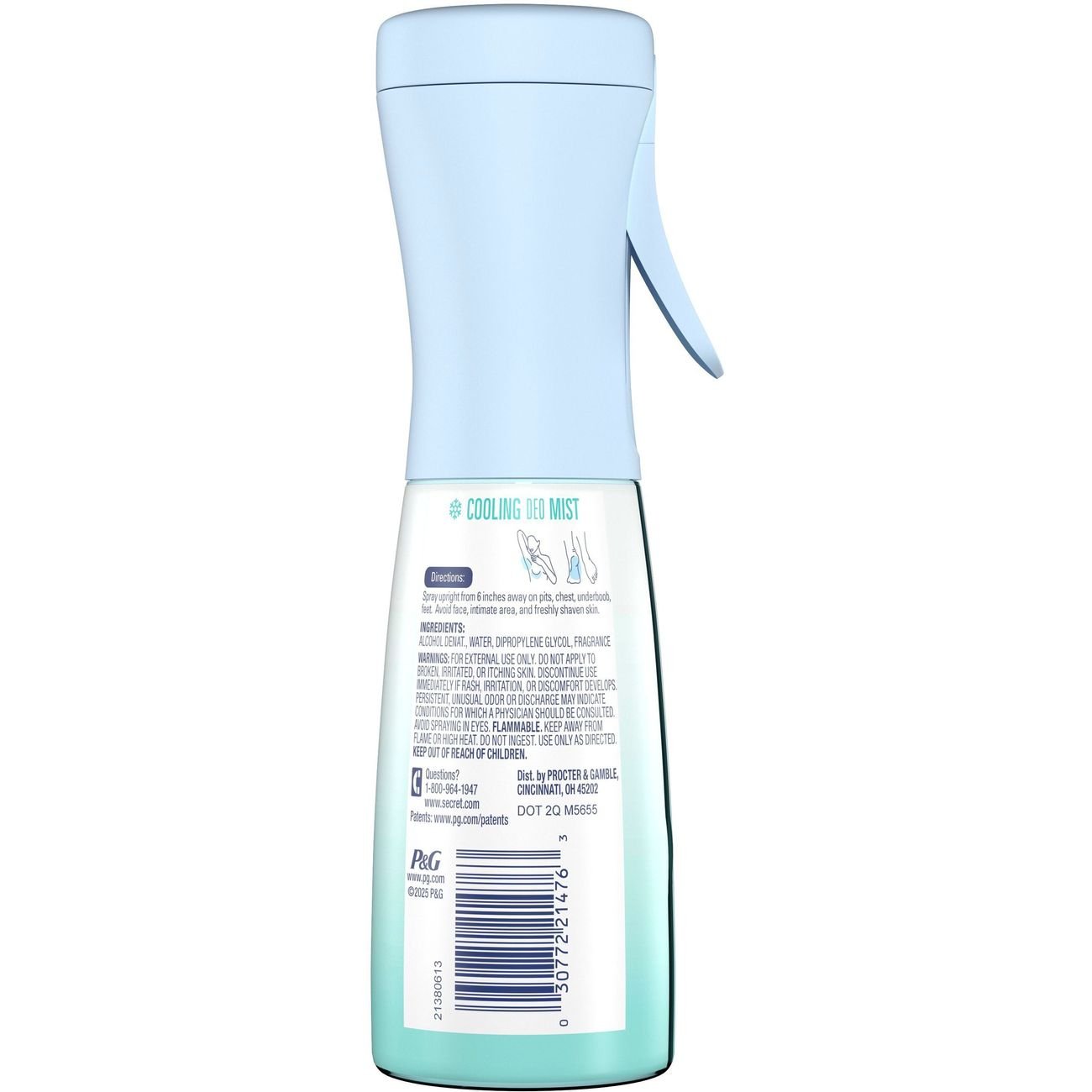Secret 24 hr Aluminum Free Whole Body Cooling Deodorant Mist - Invigorating Mint