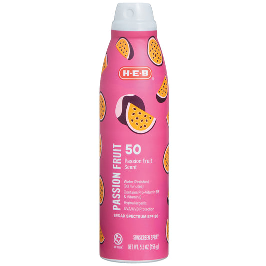 H-E-B Oxybenzone Free Passion Fruit Sunscreen Spray - SPF 50