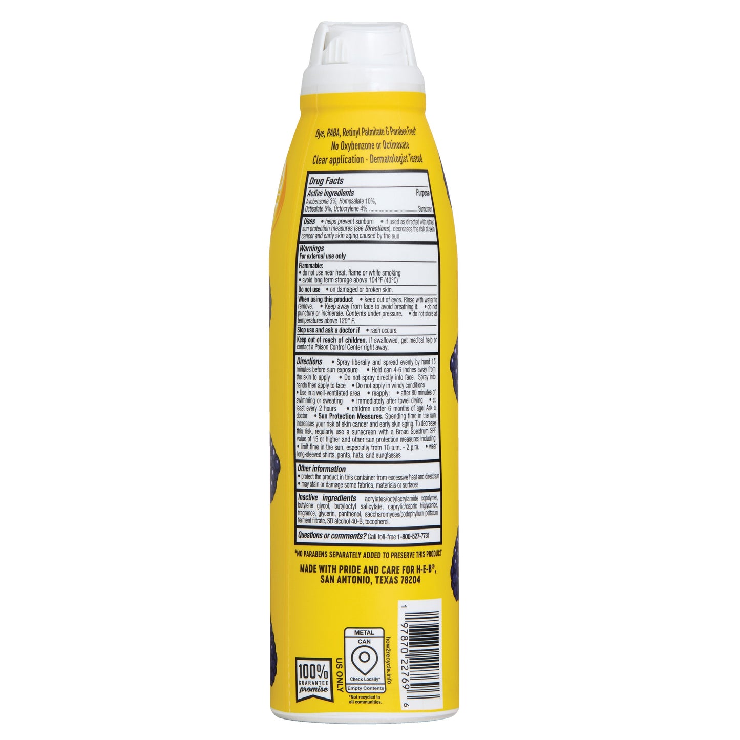 H-E-B Oxybenzone Free Blackberry Lemonade Sunscreen Spray - SPF 50