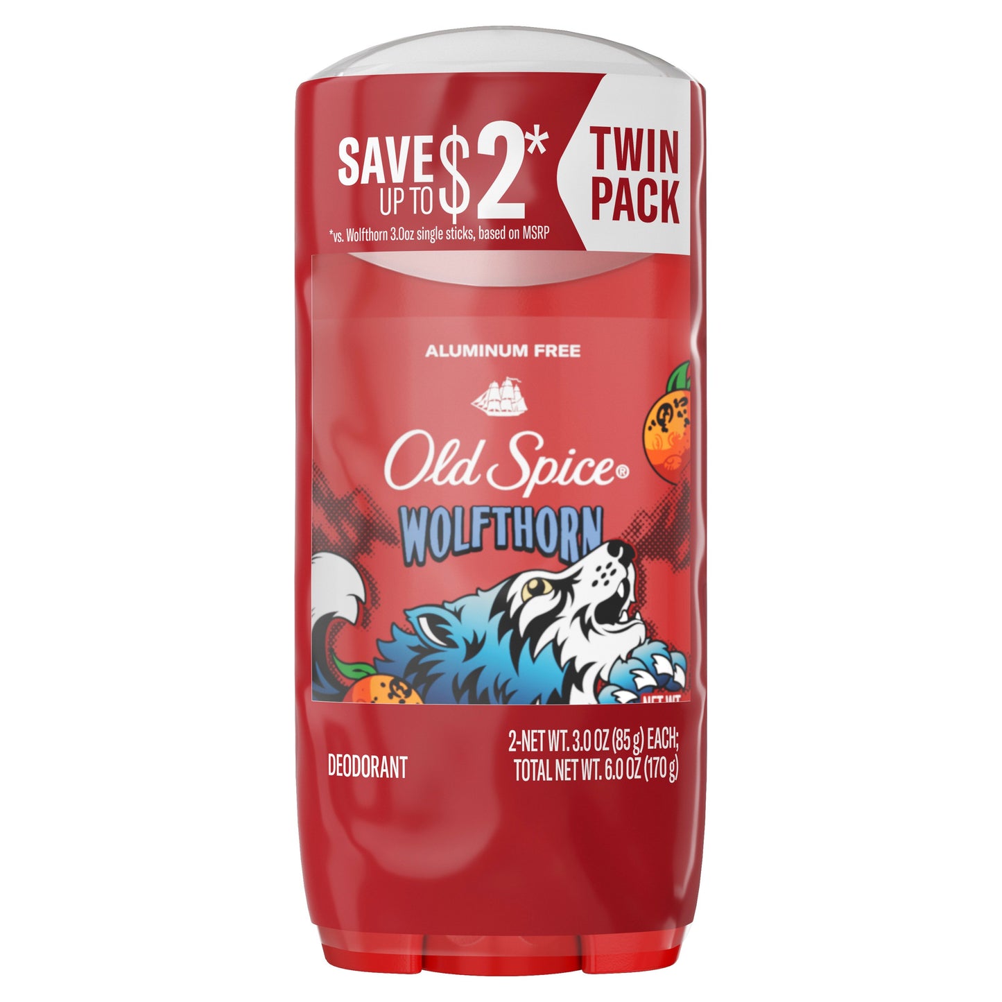 Old Spice Aluminum Free Deodorant Solid - Wolfthorn, 2 pk