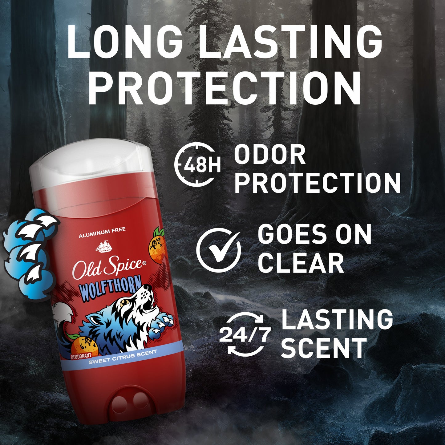 Old Spice Aluminum Free Deodorant Solid - Wolfthorn, 2 pk