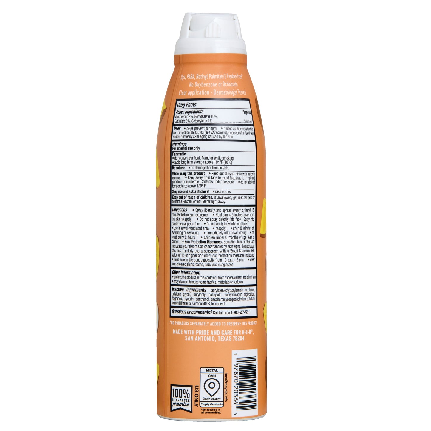 H-E-B Oxybenzone Free Pina Colada Sunscreen Spray - SPF 50