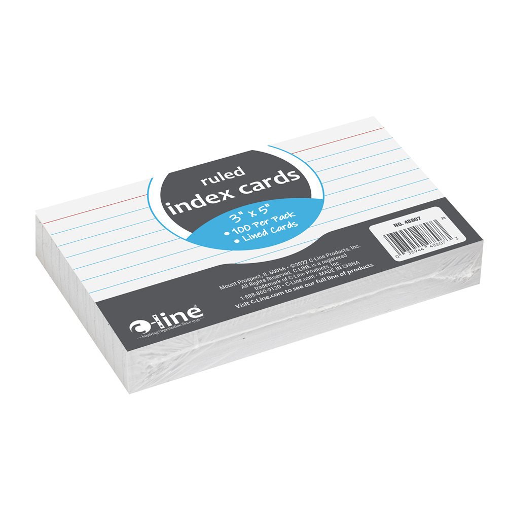 C-Line Ruled Index Cards, 100 ct