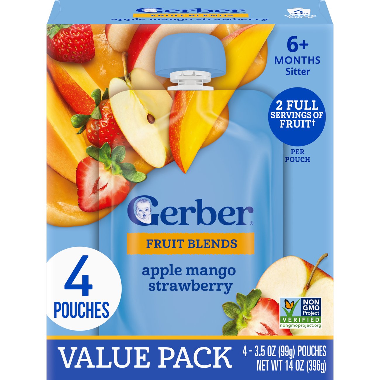 Gerber Fruit Blends Baby Food Pouch - Apple Mango Strawberry