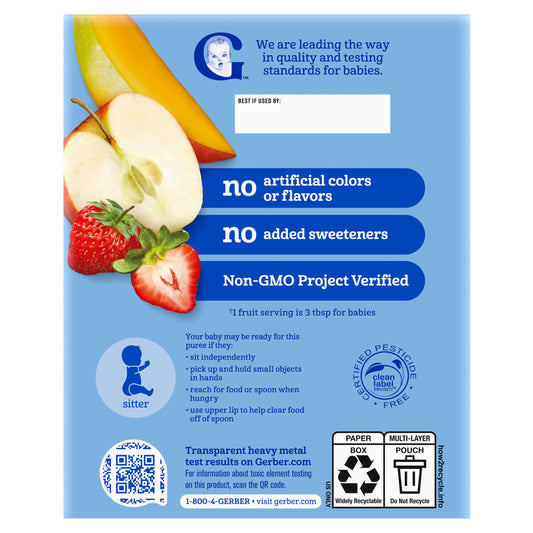 Gerber Fruit Blends Baby Food Pouch - Apple Mango Strawberry