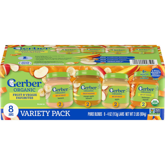 Gerber Organic Stage 1 Baby Food - Fruit & Veggie Favorites Variety Pack