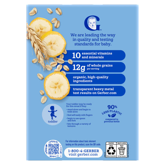 Gerber Organic Toddler Oatmeal & Fruit - Banana Oatmeal Cereal