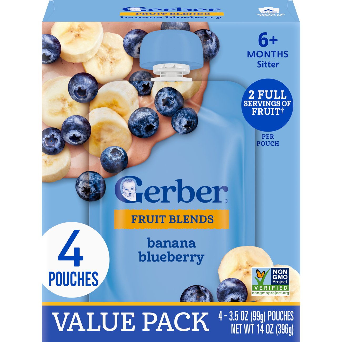 Gerber Fruit Blends Baby Food Pouch - Banana Blueberry