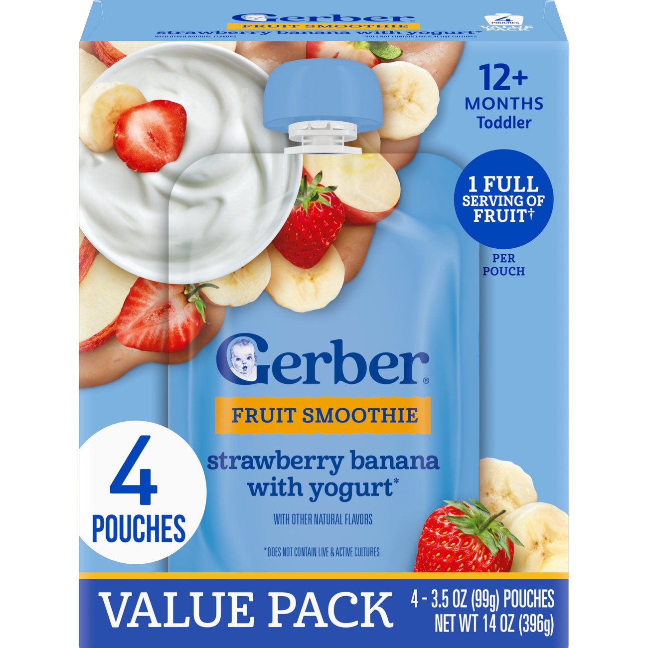 Gerber Fruit Smoothie Toddler Baby Food Pouch - Strawberry Banana With Yogurt