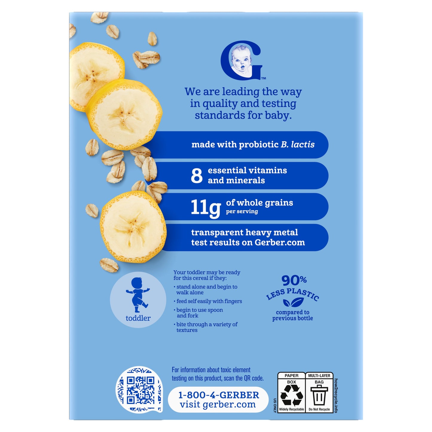 Gerber Toddler Oatmeal & Fruit - Banana With Probiotic Oatmeal Cereal