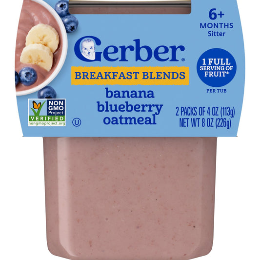 Gerber Breakfast Blends - Banana Blueberry Oatmeal, 4 oz Tubs