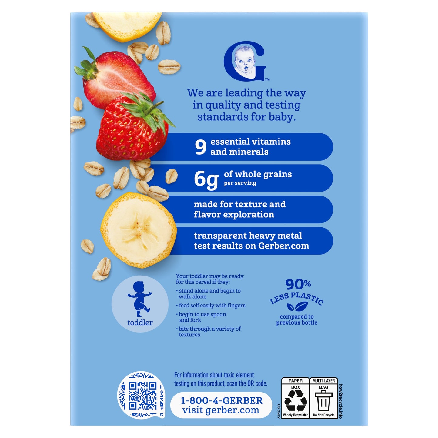 Gerber Toddler Oatmeal & Fruit - Lil Bits Banana Strawberry Oatmeal Cereal