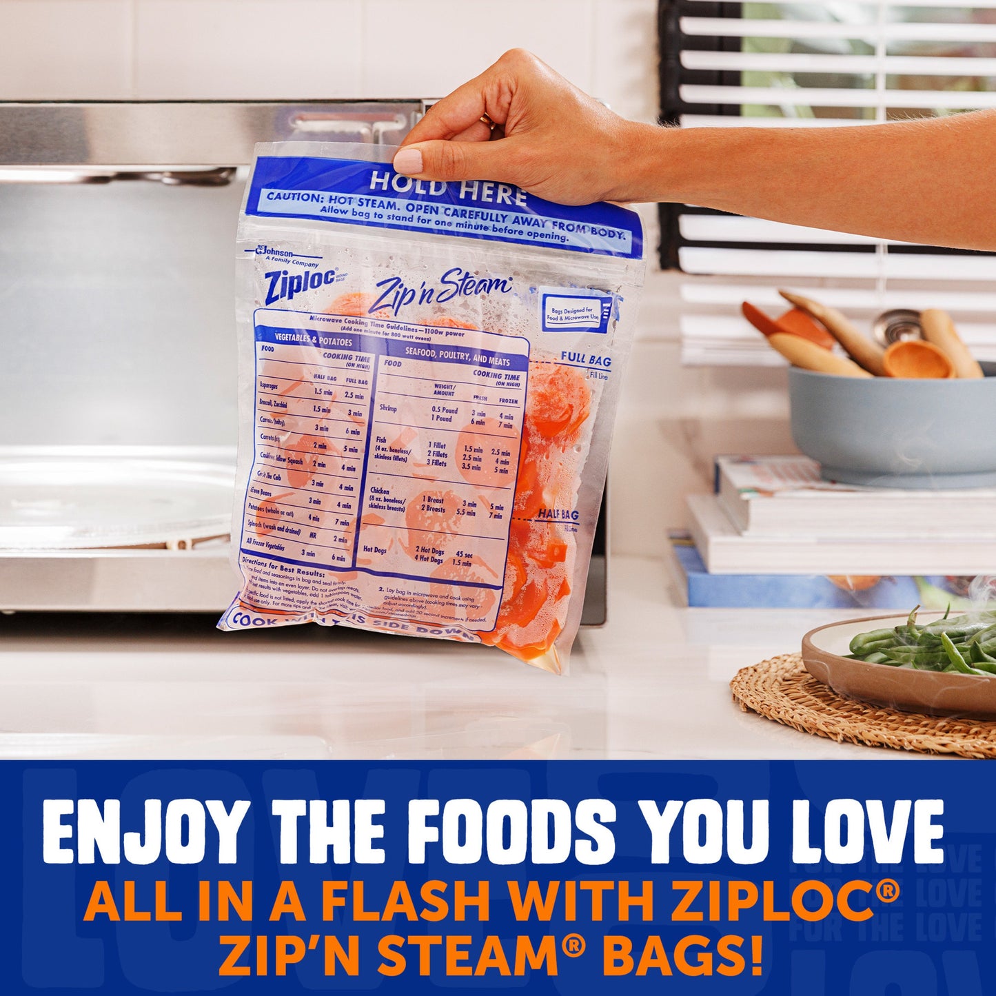 Ziploc Zip’n Steam Food Steamer Bags, Seal Top Closure
