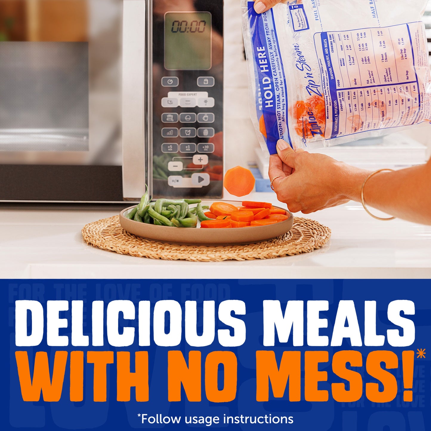 Ziploc Zip’n Steam Food Steamer Bags, Seal Top Closure