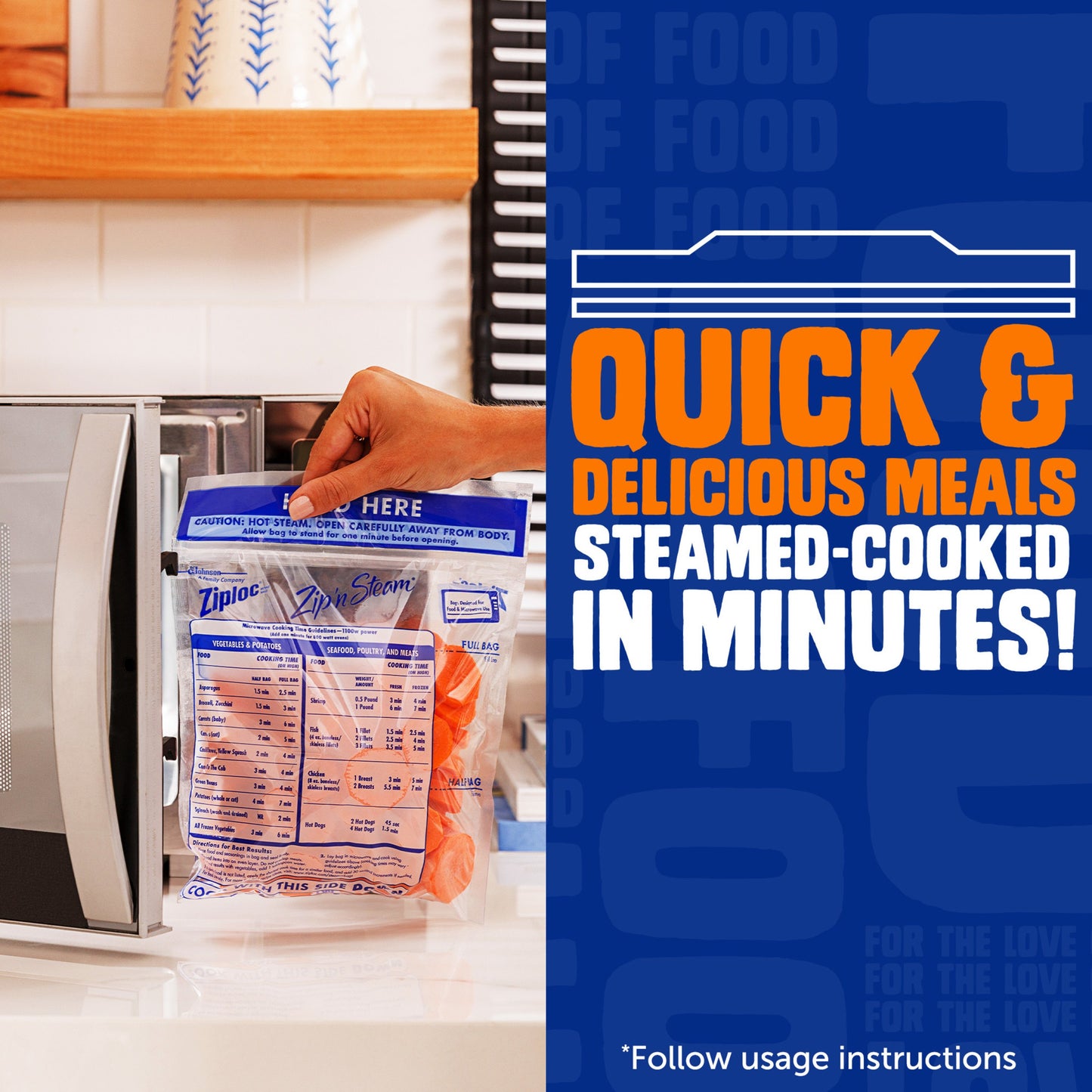 Ziploc Zip’n Steam Food Steamer Bags, Seal Top Closure