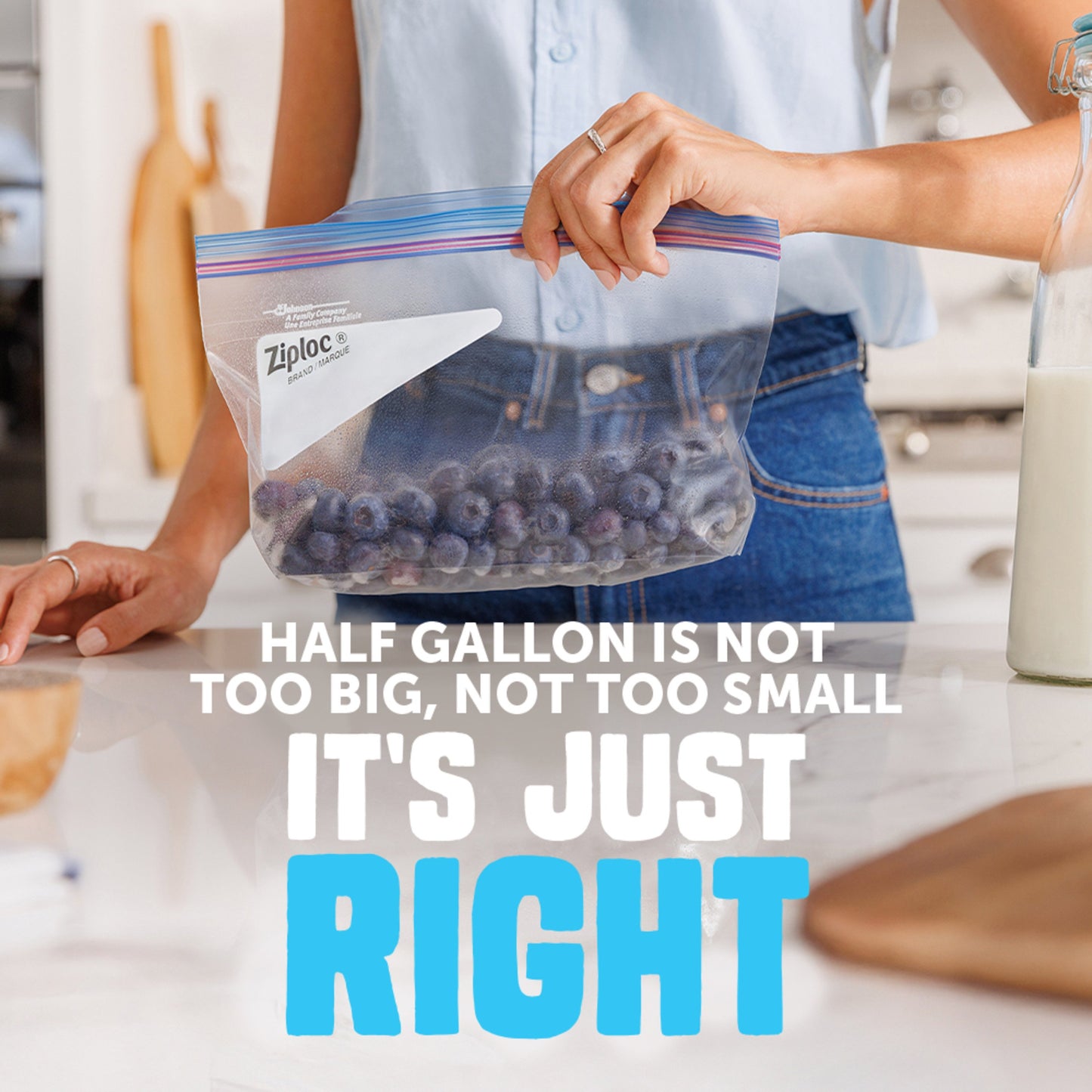 Ziploc Freezer Half Gallon Storage Bags, Grip ’n Seal Technology