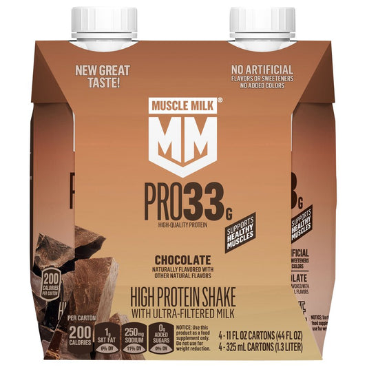 Muscle Milk Pro 33g Protein Shake 4 pk Cartons - Chocolate